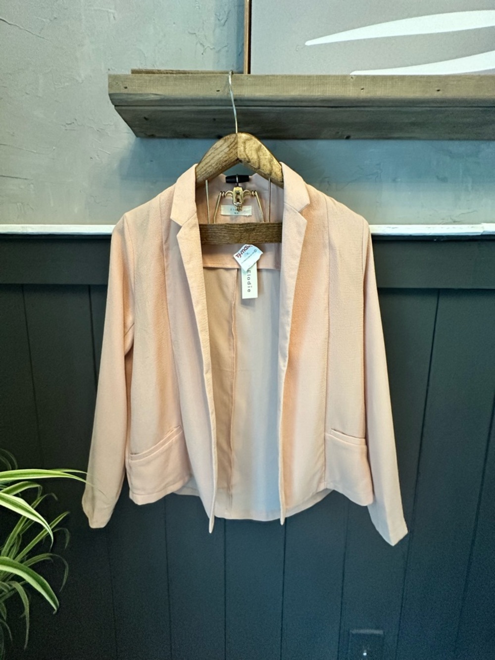 NEW Elodie Eloise Peach Nude Blush Women's Open-Front Blazer‎ Jacket M